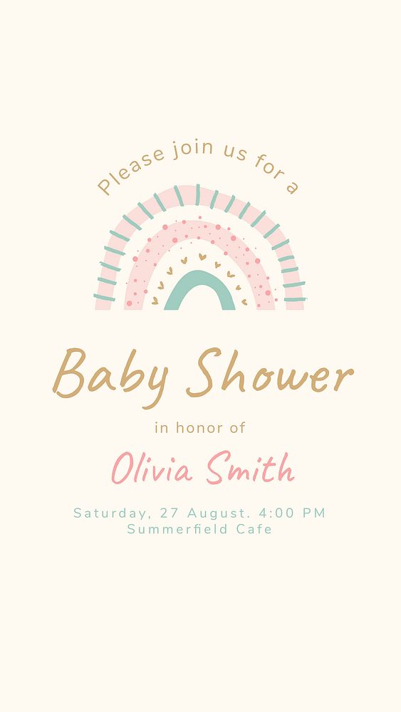 Baby shower Instagram story template, cute pastel design vector