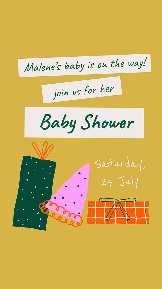 Cute baby shower template, Instagram story vector