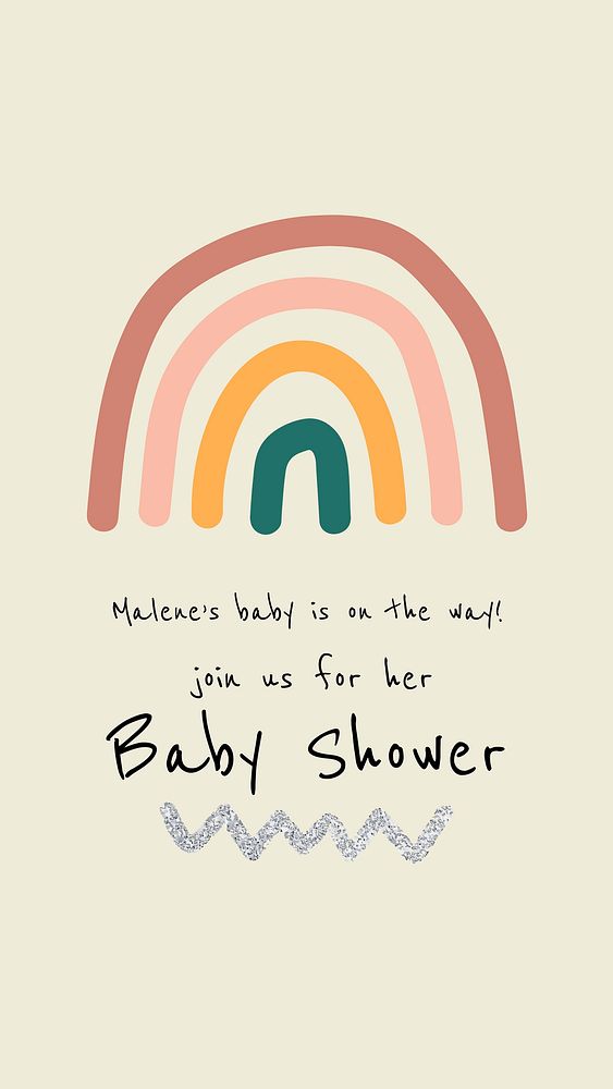 Rainbow baby shower template, Instagram story vector