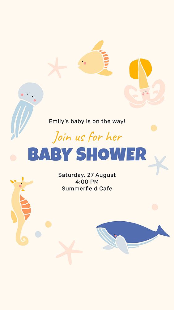 Baby shower celebration template, Instagram story vector