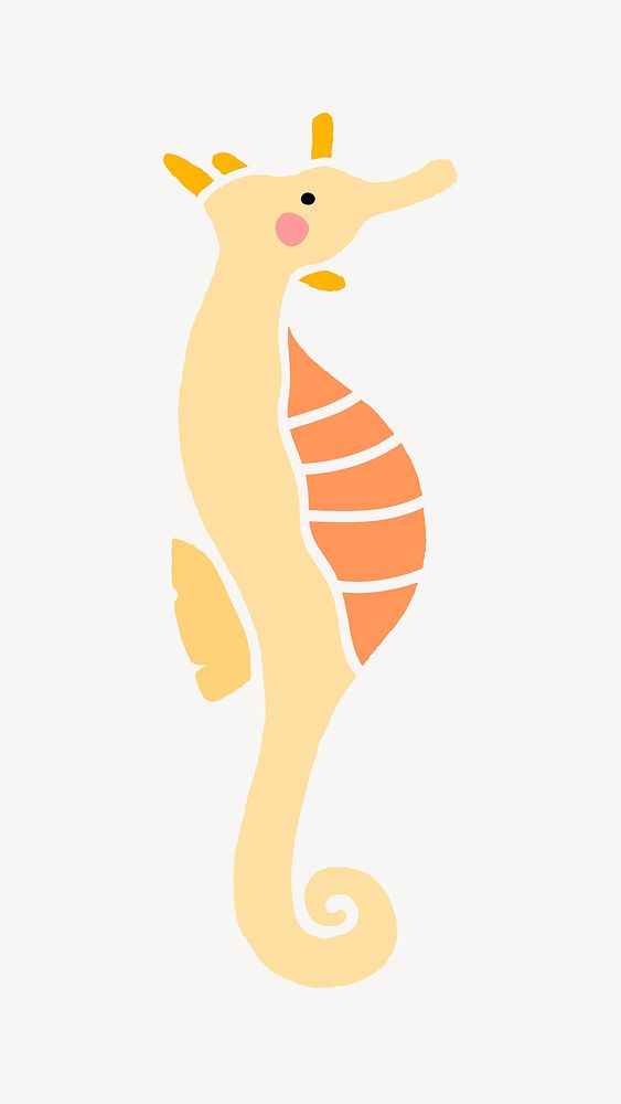 Seahorse animal sticker, cute marine life vector