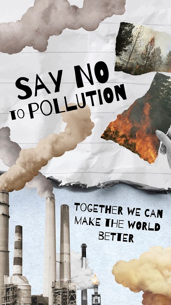 Stop pollution Instagram story template vector