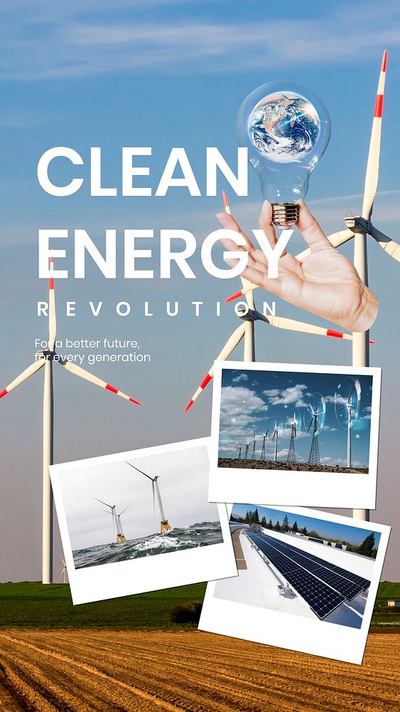 Clean energy Instagram story template vector