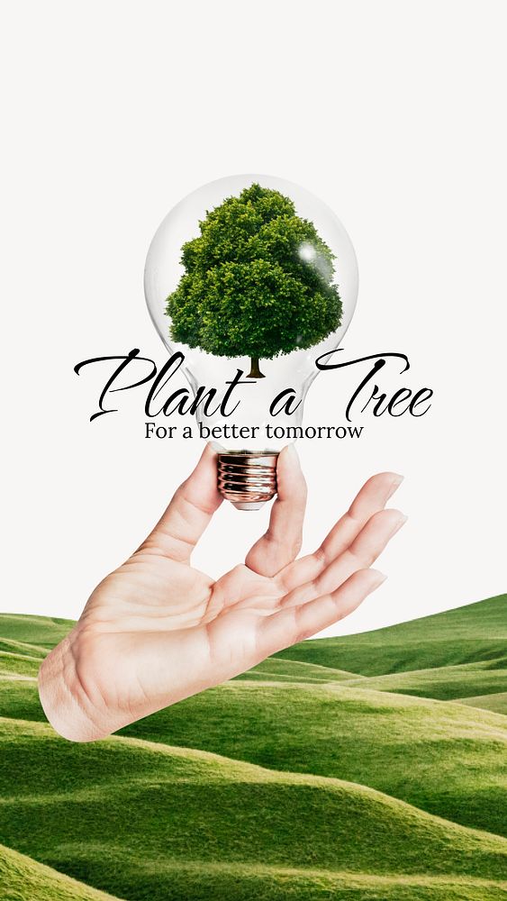 Plant trees Instagram story template vector