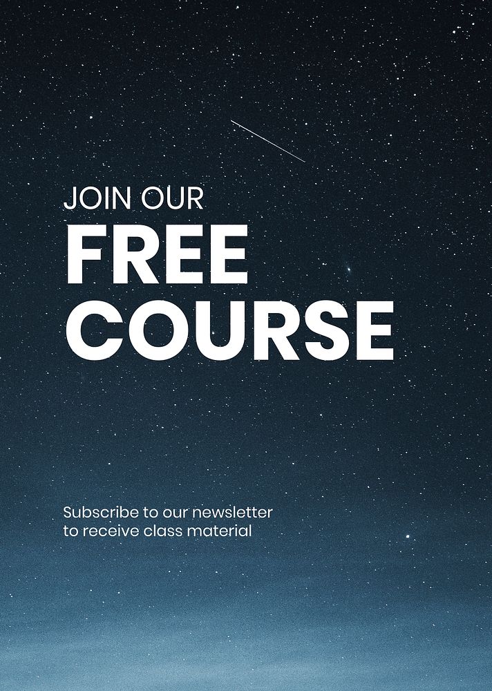 Free course, editable poster template psd
