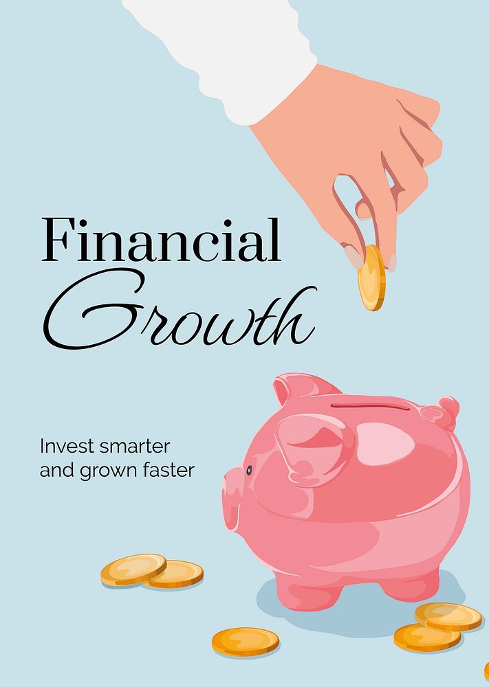 Financial growth, editable poster template psd