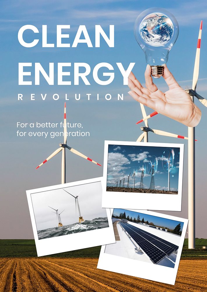 Clean energy, editable poster template psd