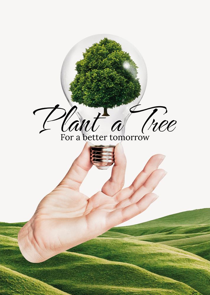 Plant trees, editable poster template vector