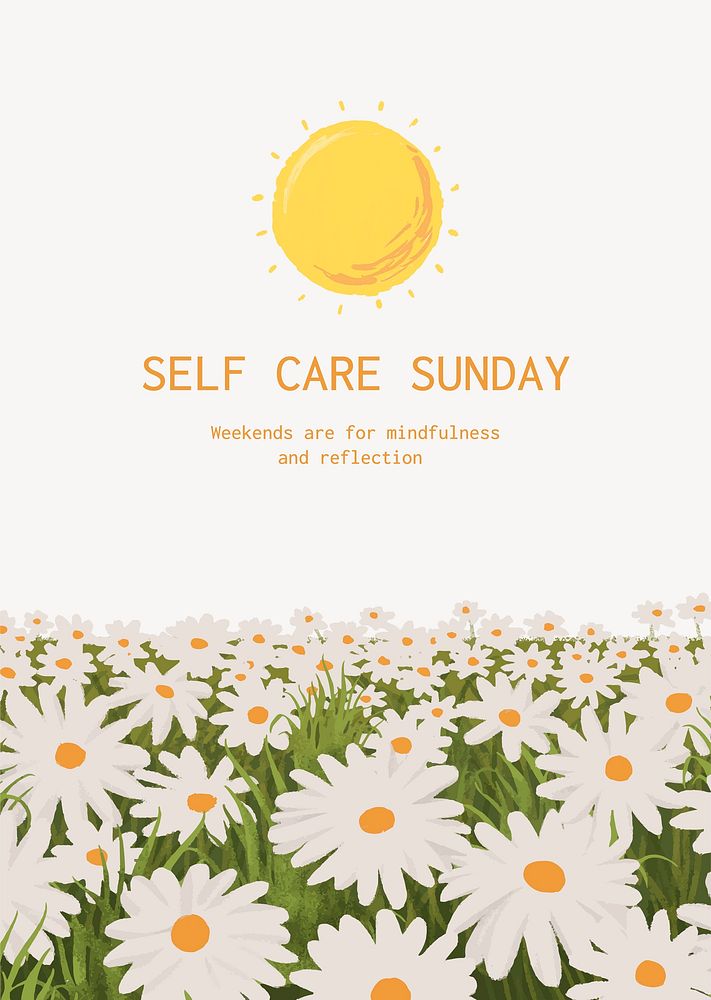 Self care, editable poster template vector