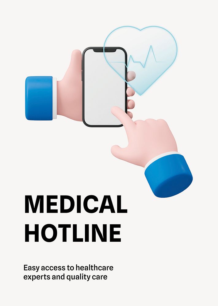 Medical hotline, editable poster template psd