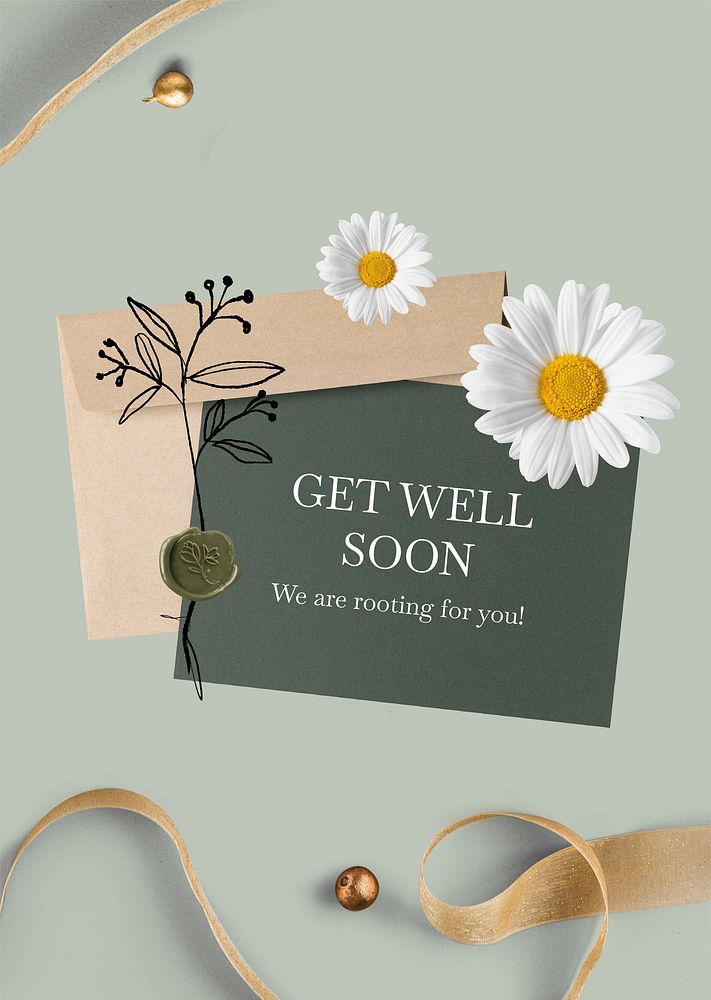 Get well, editable poster template psd