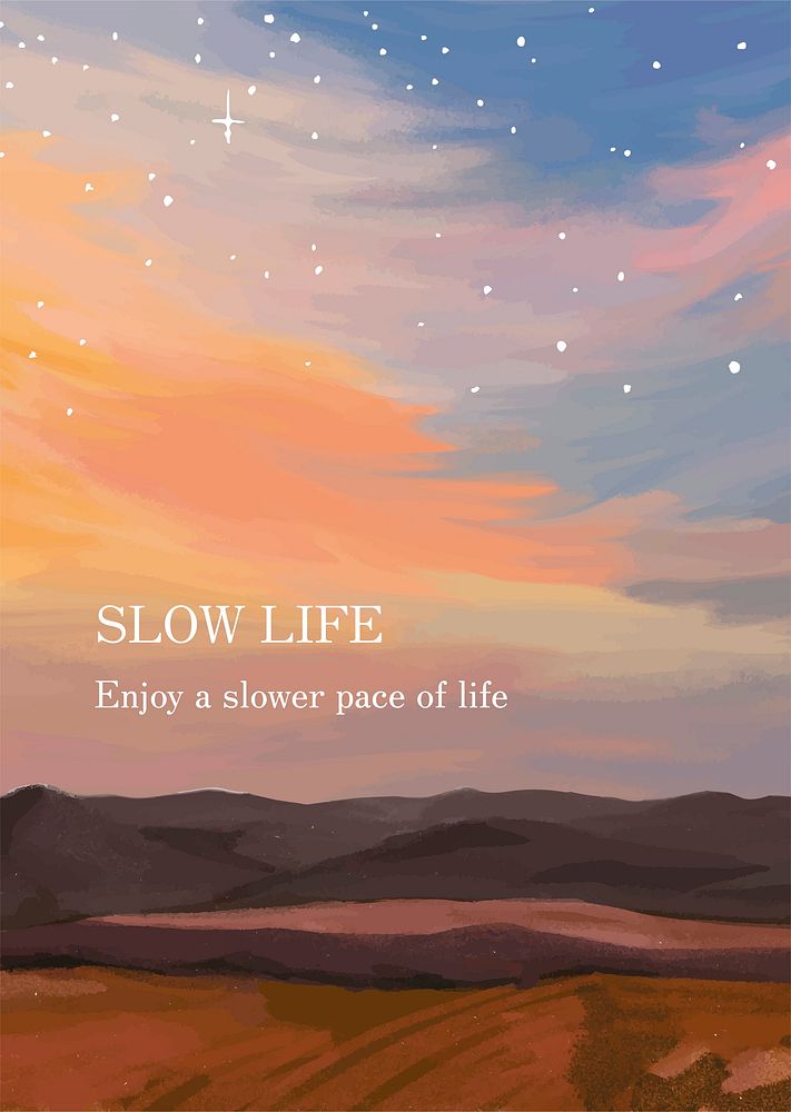 Slow lifestyle, editable poster template vector