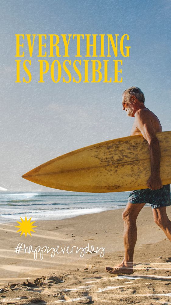 Summer aesthetic Instagram story template, everything is possible quote vector