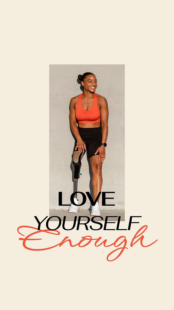 Love yourself Instagram story template, sports wellness aesthetic vector