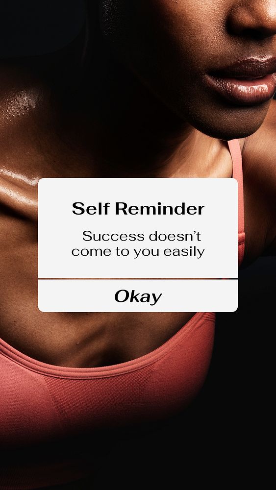Self reminder Instagram story template, sports quote vector