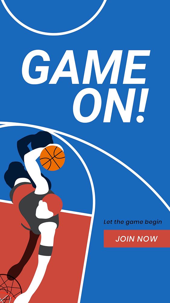Basketball sport Instagram story template, game on! quote vector