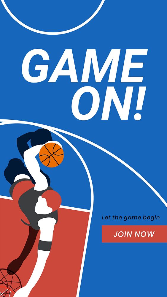 Basketball sport Instagram story template, game on! quote psd