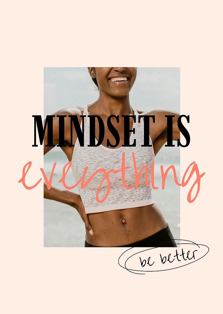 Mindset is everything poster template, wellness remix psd