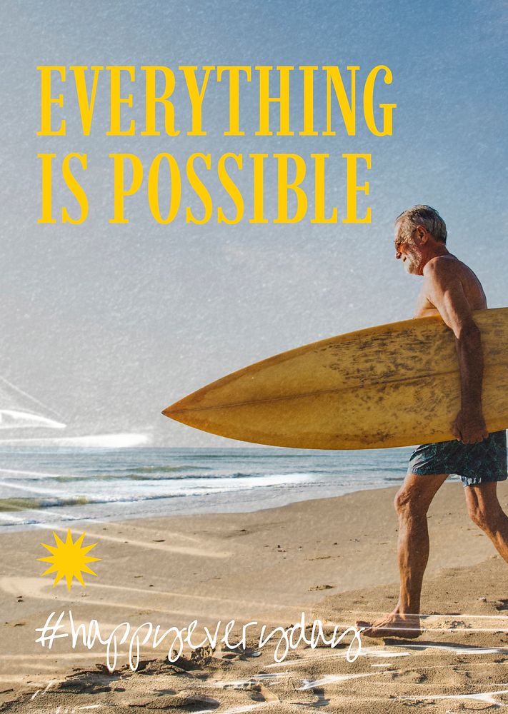Everything is possible poster template, Summer aesthetic psd