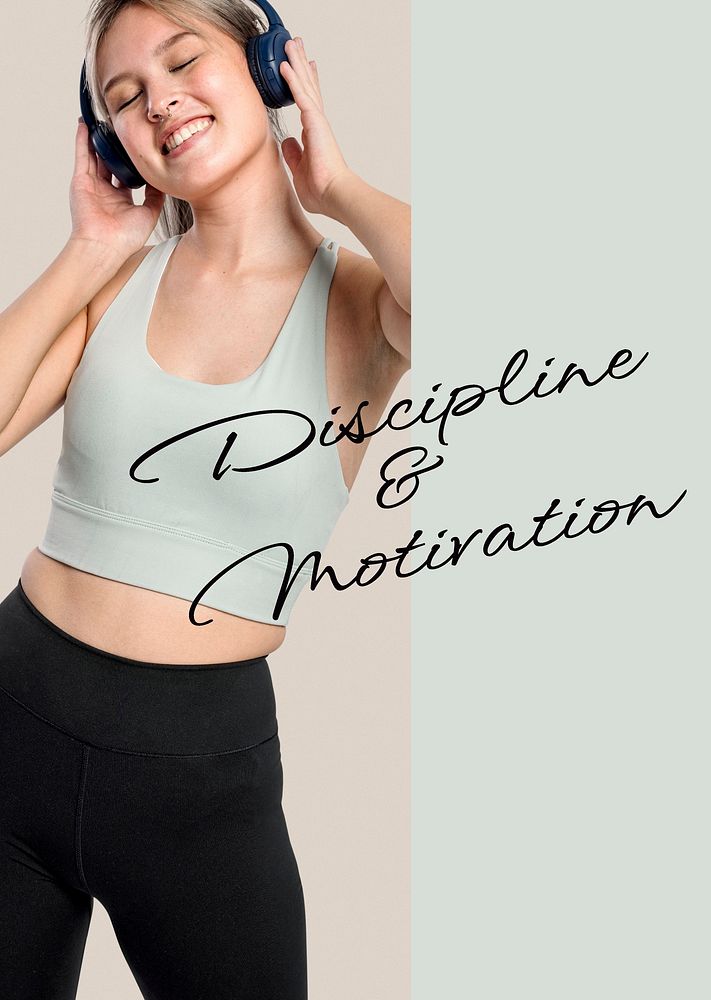 Discipline & motivation poster template, healthy woman photo psd