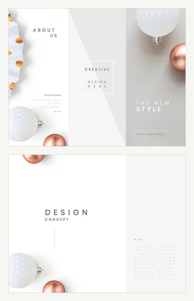 Tri-fold brochure template vector modern style set