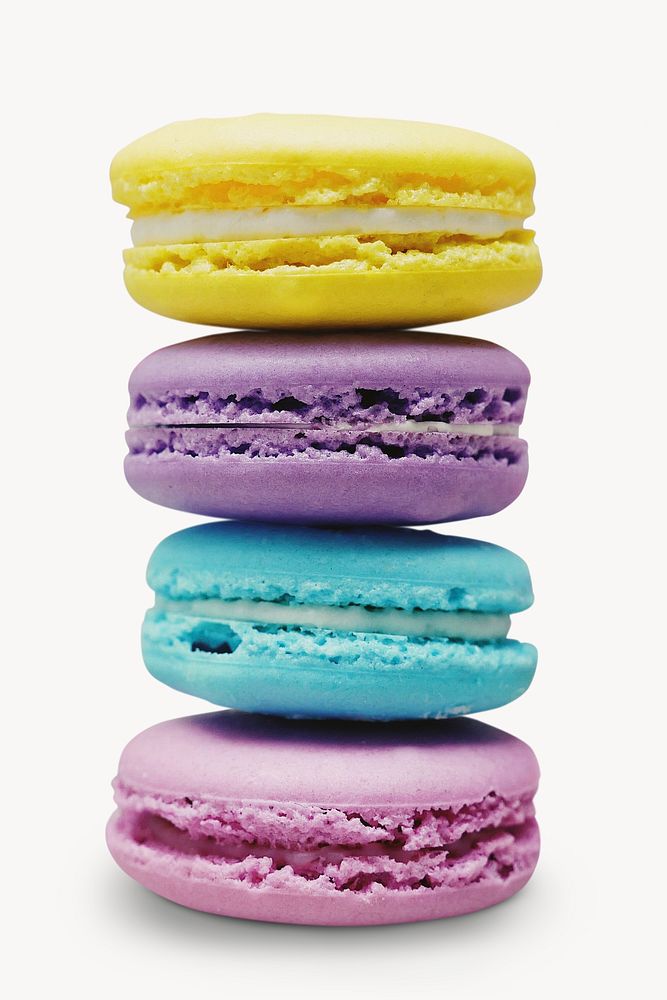 Colorful macaroons, dessert food isolated image