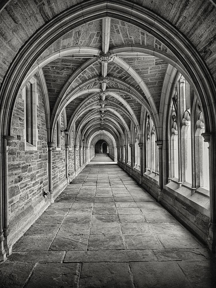 Corridor in black and white. Original public domain image from Wikimedia Commons