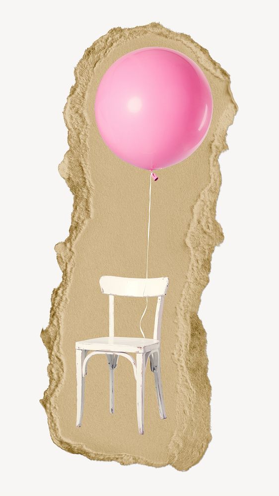Balloon chair ripped paper, festive decor graphic
