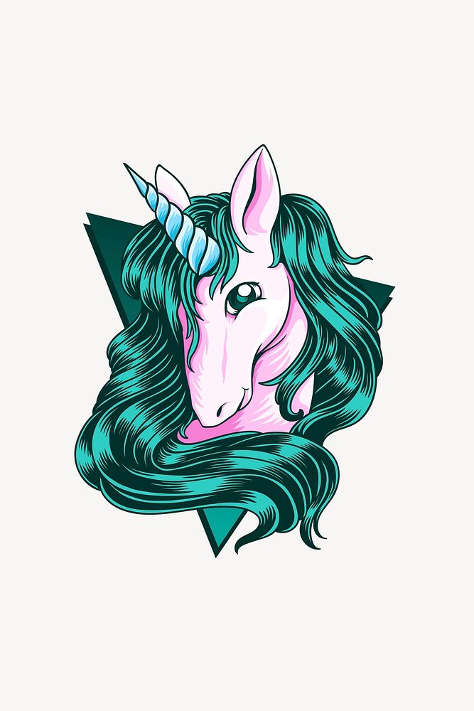 Unicorn collage element, mythical creature illustration psd