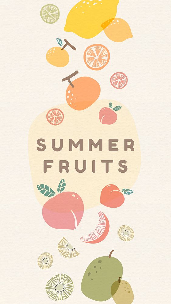 Summer fruits patterned background with design space vector