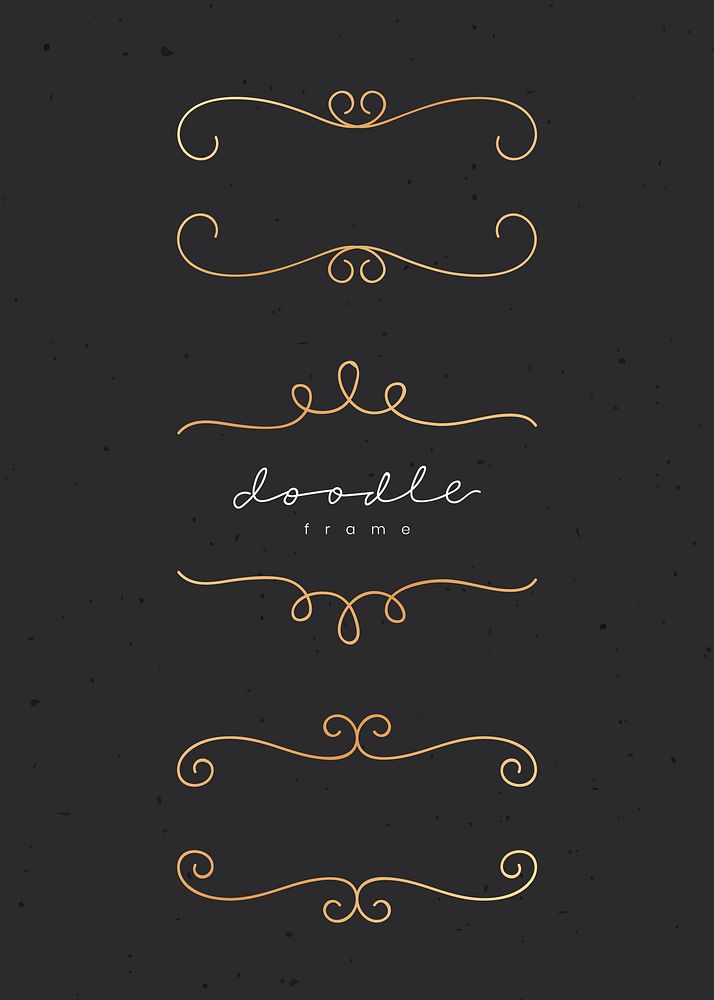Gold doodle ornament frame vector collection