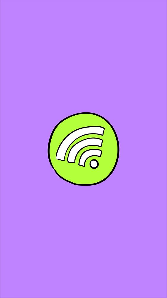 Green wifi signal doodle vector