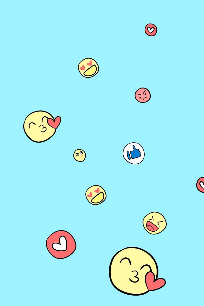 Social media emotion button doodle vector