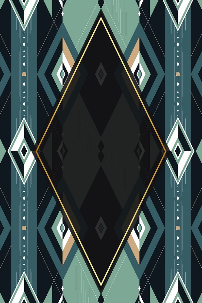 Dark green seamless geometric patterned frame vector