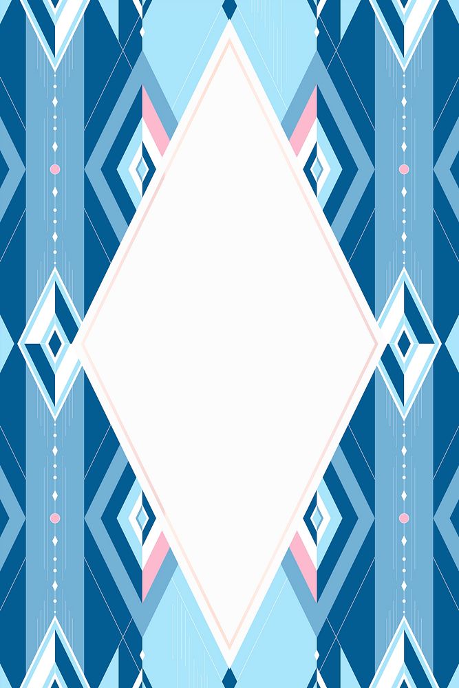 Bright blue geometric seamless patterned frame vector