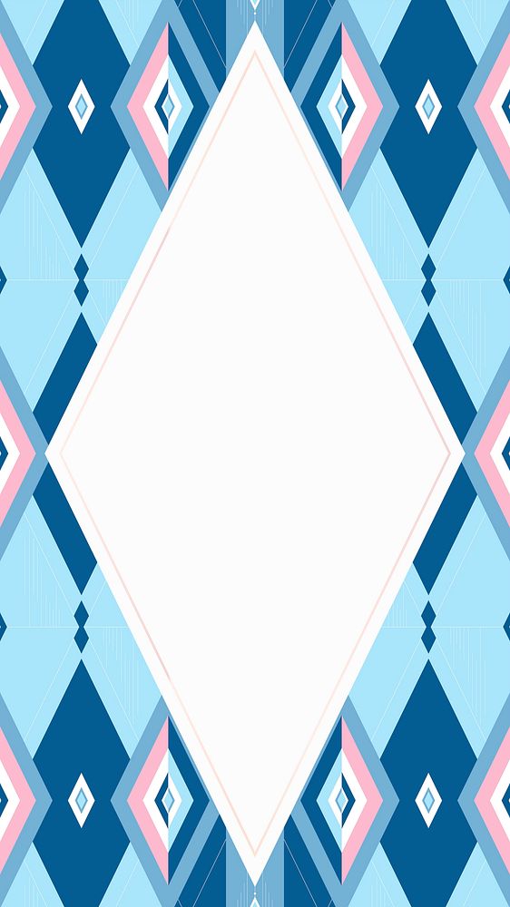 Bright blue geometric patterned mobile screen wallpaper