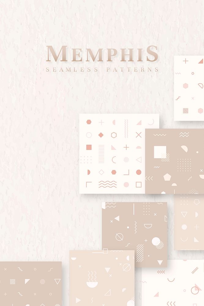 Beige Memphis seamless pattern vector set