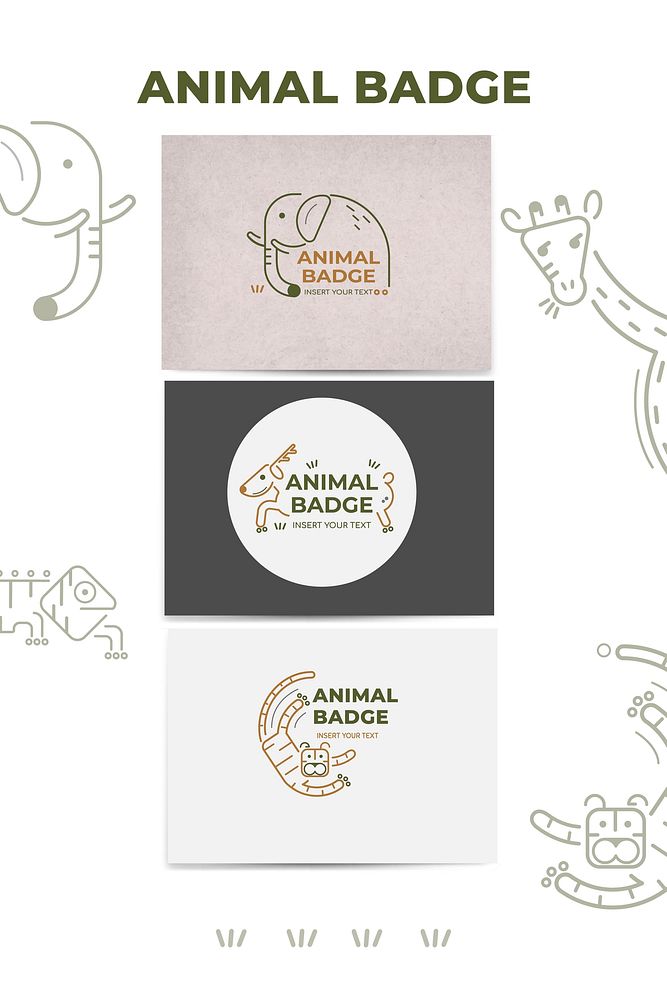 Animal badge design elements vector set