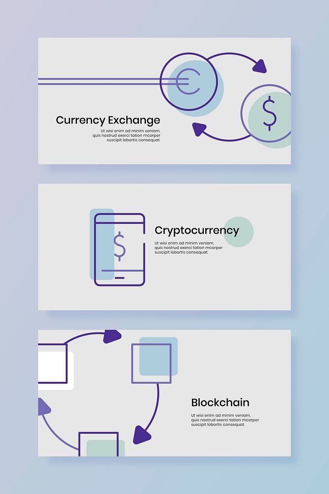 Cryptocurrency design element banners vector set