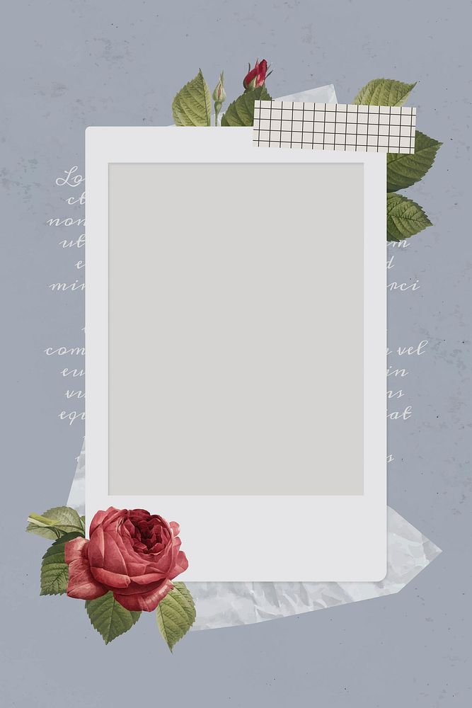 Blank collage photo frame template on gray background vector
