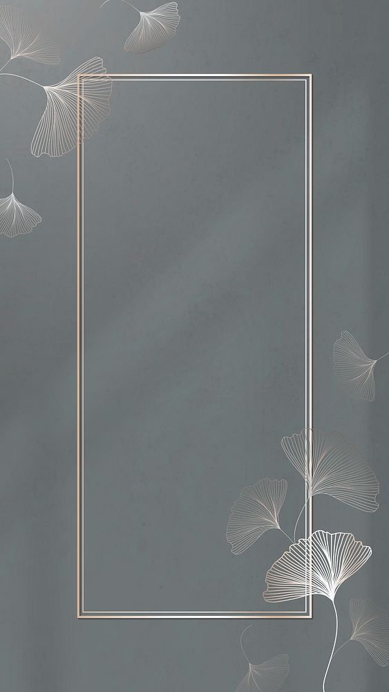 Gold frame with ginkgo leaf pattern mobile phone wallpaper vector