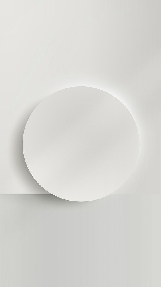 White round paper cut with drop shadow mobile phone wallpaper vector