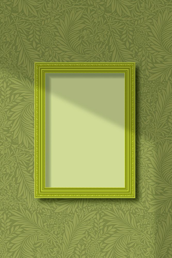 Green frame on a leafy wall vector