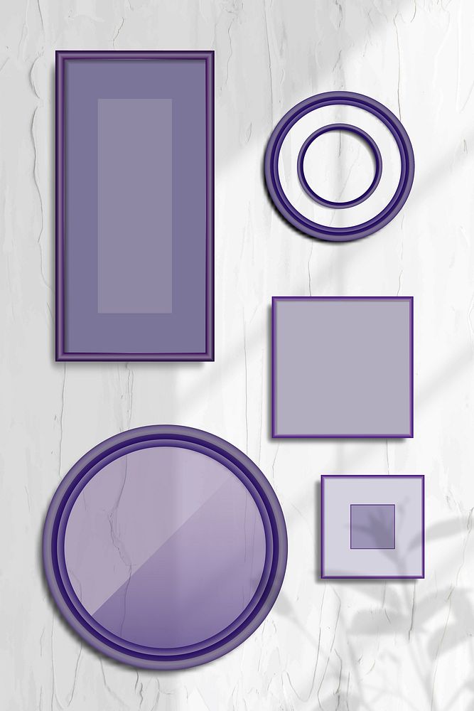 Purple frame mobile phone wallpaper vector set