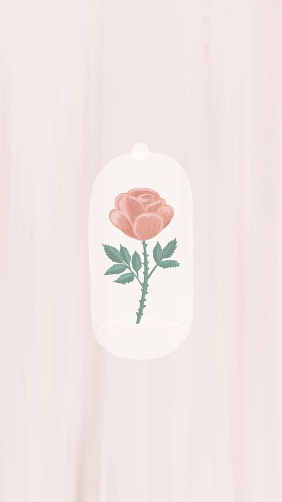 Hand drawn rose mobile phone wallpaper vector