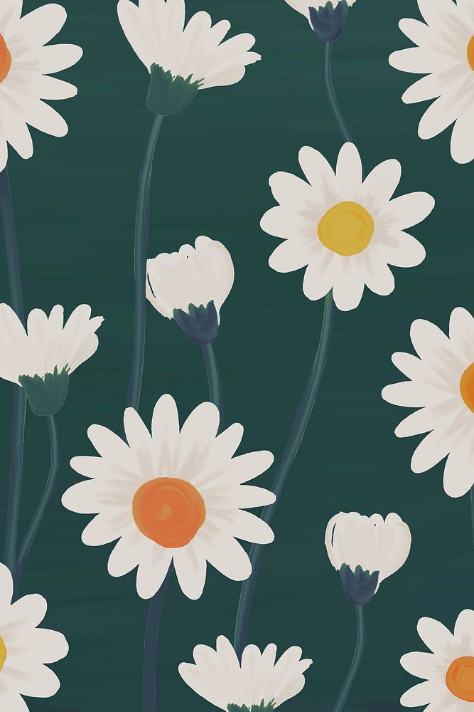Hand drawn daisy patterned background vector