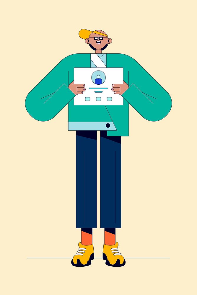 Illustration of young man with a presentation poster vector