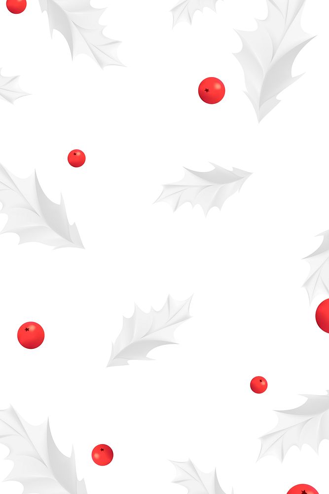Mistletoe with red berries patterned background vector
