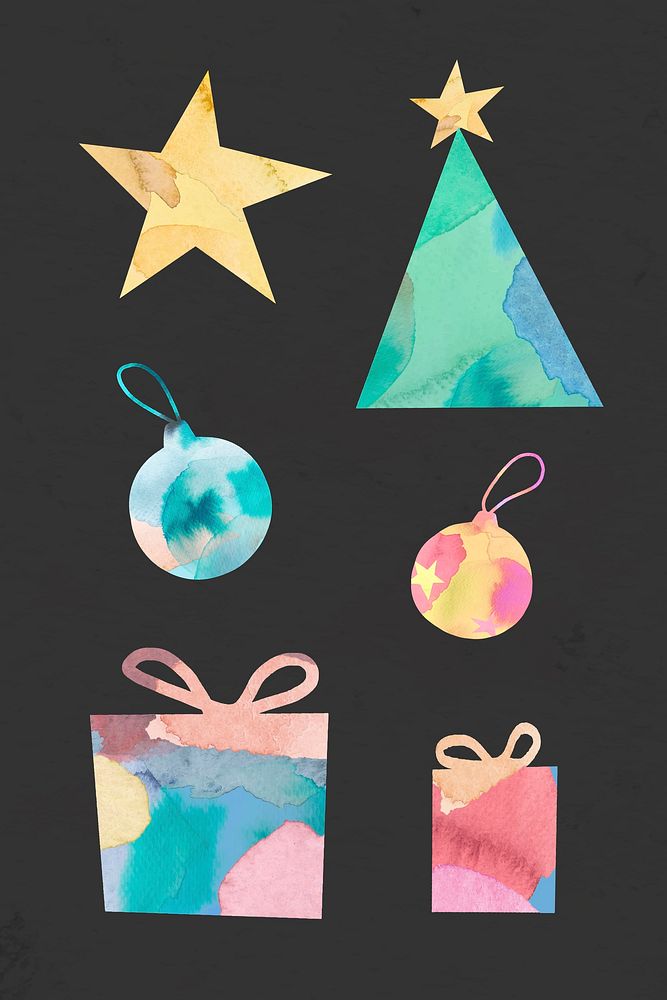 Christmas decorative ornaments on black background vector