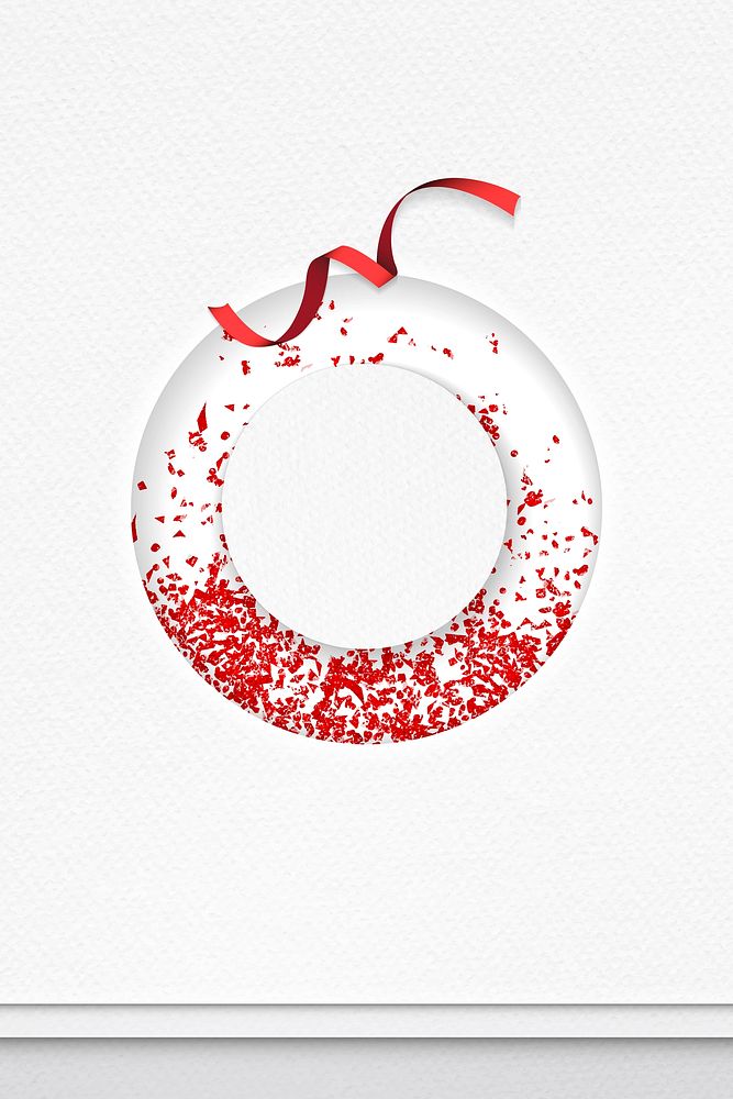 Christmas paper greeting card design with glittery red wreath vector